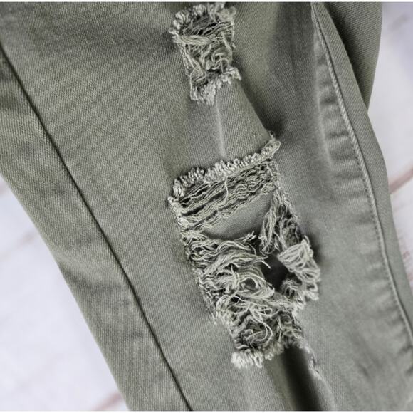 American Eagle Army Green Distressed Super Stretch X High Rise Jegging sz 2 - Picture 3 of 7